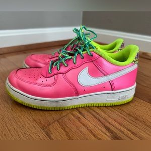 Nike Air Force 1 GS 'Pink Blast Volt' Youth Size 2Y